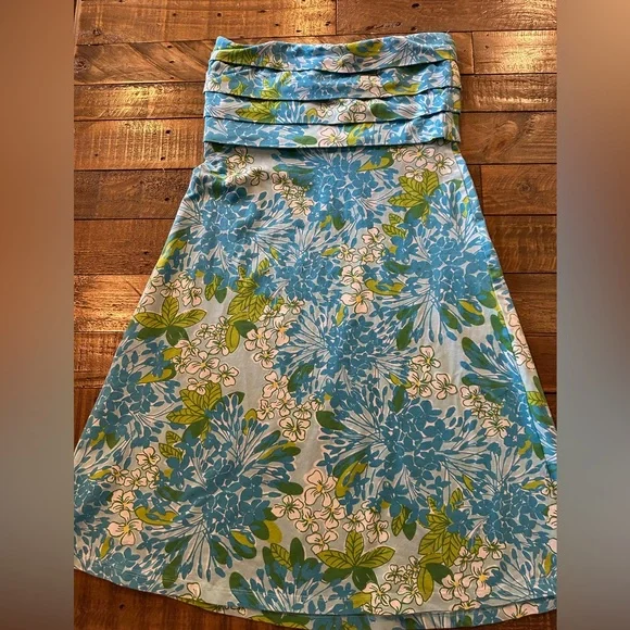 Lilly Pulitzer Petula Floral Strapless Mini Dress in Blue and Green Size XS - Picture 2 of 5